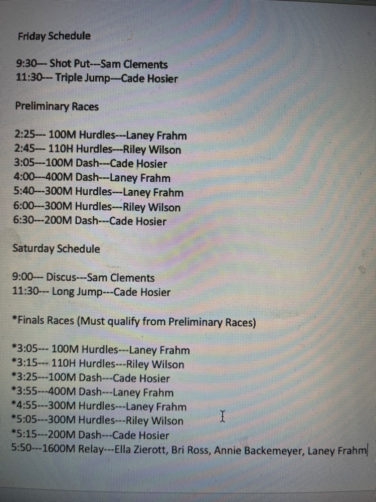E-M state track meet schedule